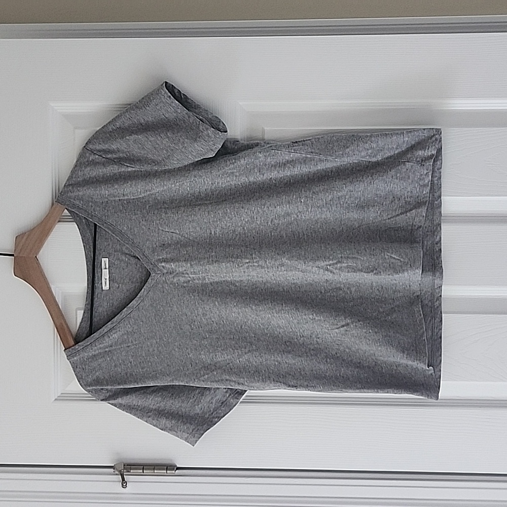 Threads 4 Thoughts Organic Cotton V Neck Tee in Light Grey Size Small